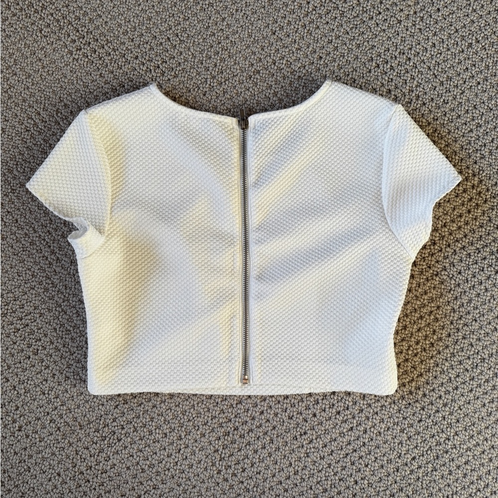 Glamorous White Textured crop Top - Picture 4 of 5